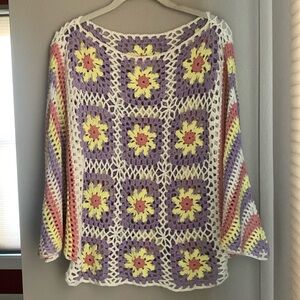 NWOT Granny Square Boat Neck Sweater by POL